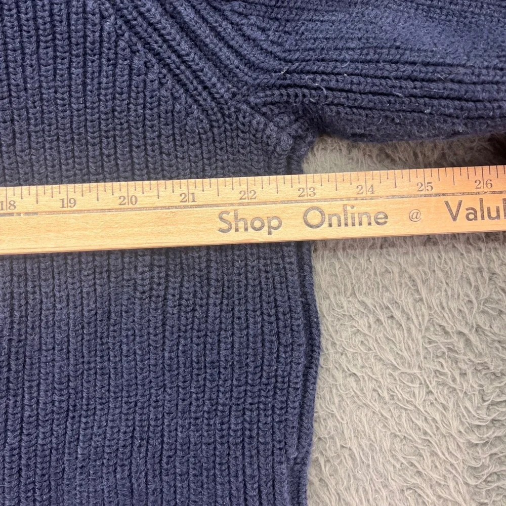 J Crew Mens Navy Blue Military Sweater‎ Suede Shoulder Patches Knit XL